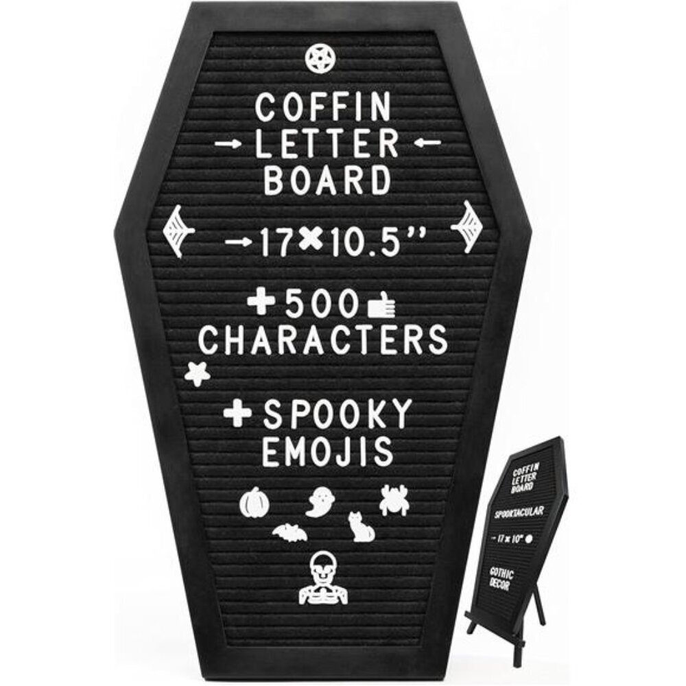 Coffin Letter Board Black With Spooky and All Seasons Emojis +500 Characters
